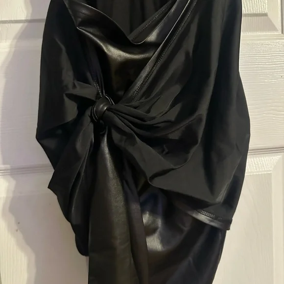 Cider Black High neck Ruched  Knotted Mini Dress w/Branded Tag - Picture 3 of 5